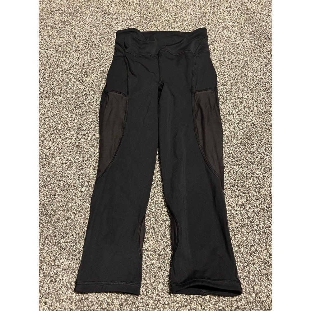 D25 Lululemon Wunder Under High Rise Black Crop Leggings Athleisure Size 2